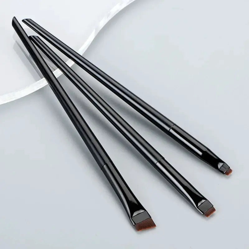 Karsyngirl 3 Piece Eyeliner and Brow Brush Set Portable Fine Angled Flat Ultra Thin Precision Tools