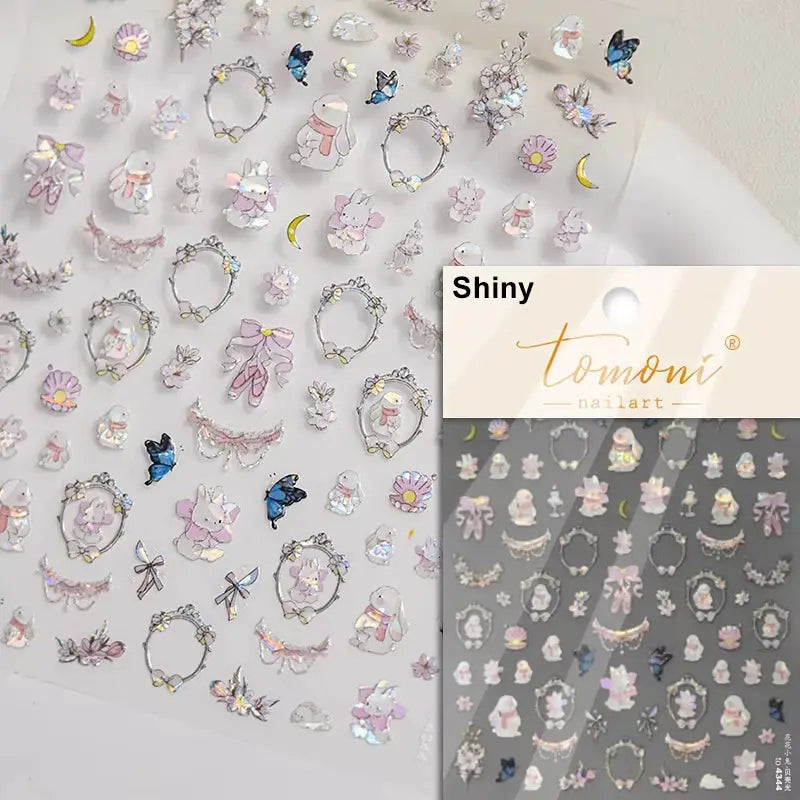 Pink translucent peach jelly texture 5D embossed self-adhesive nail art stickers with cute fruits, Tomoni nailart