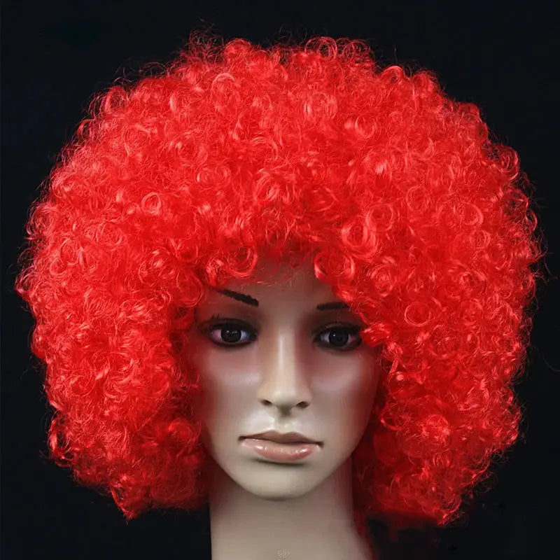 Women red curly cosplay wig, short Afro-style synthetic hair for parties
