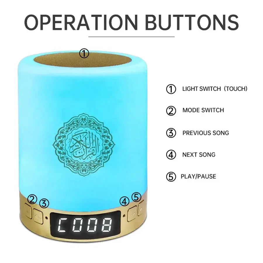 Portable multifunctional sound machine with blue LED night light and Bluetooth speaker