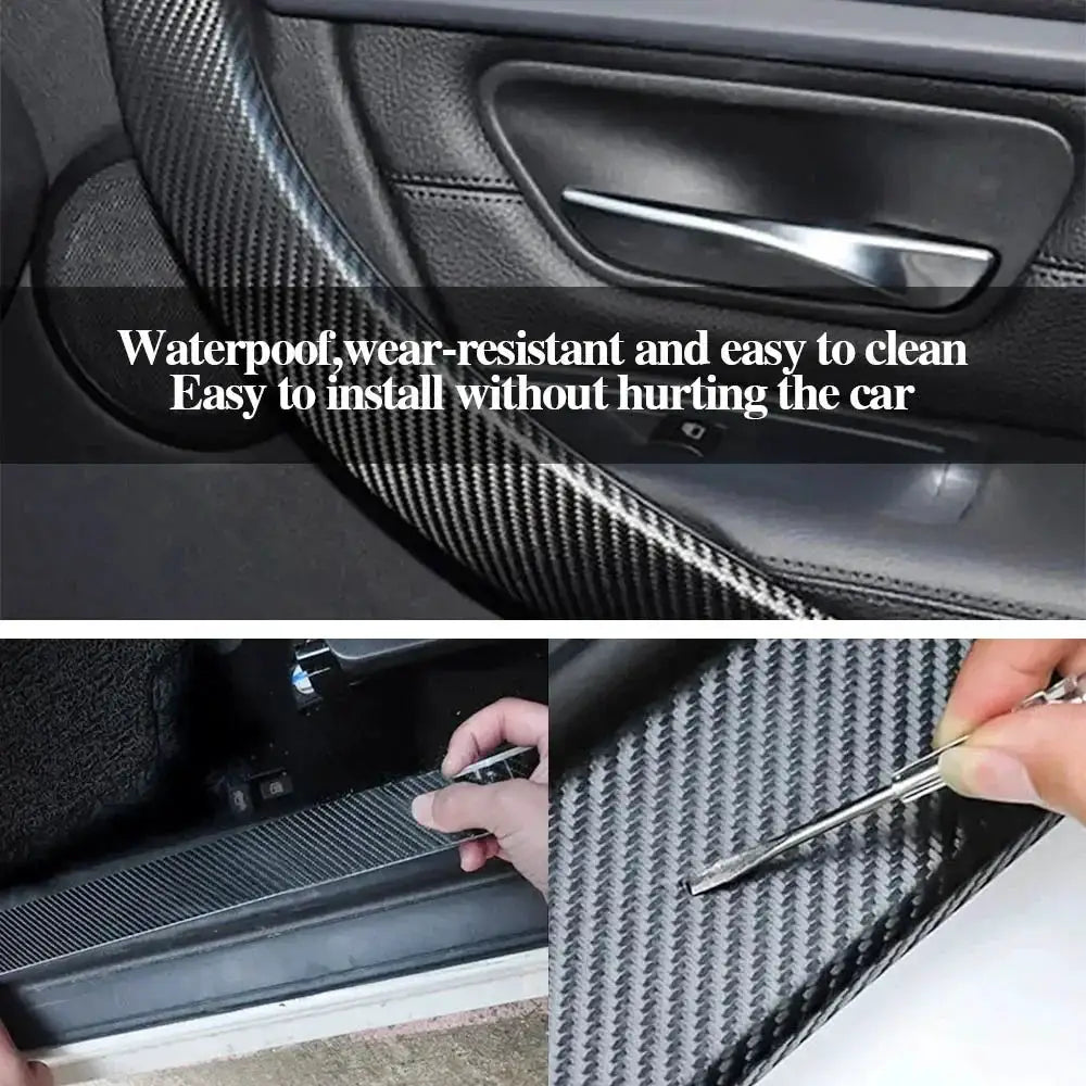 3D carbon fiber car vinyl wrap sheet by Simples Market; glossy black interior trim protector.
