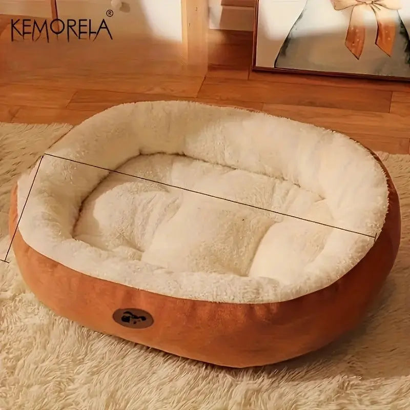 Cozy Oval Snuggle Pet Bed Plush Thickened Cat Bed Warm And Secure For Cats And Small Medium Dogs All Seasons