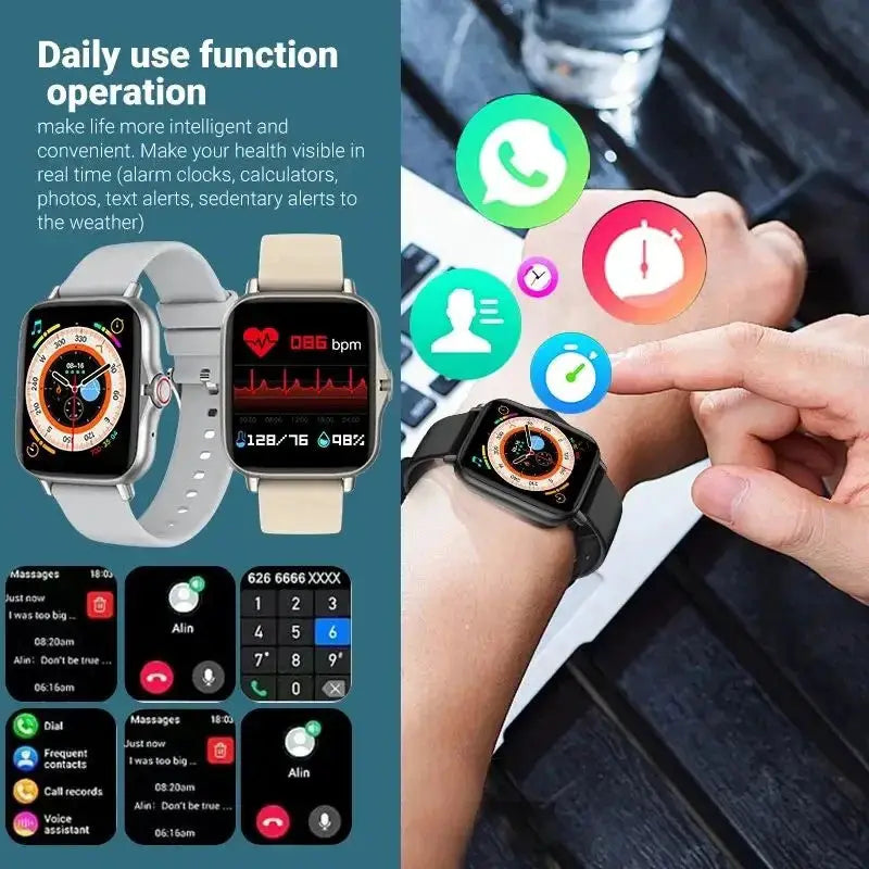 VitalTime Android Smartwatch 1.44 Inch Color Screen Bluetooth Calling Blood Oxygen BP Monitoring Health Tracking