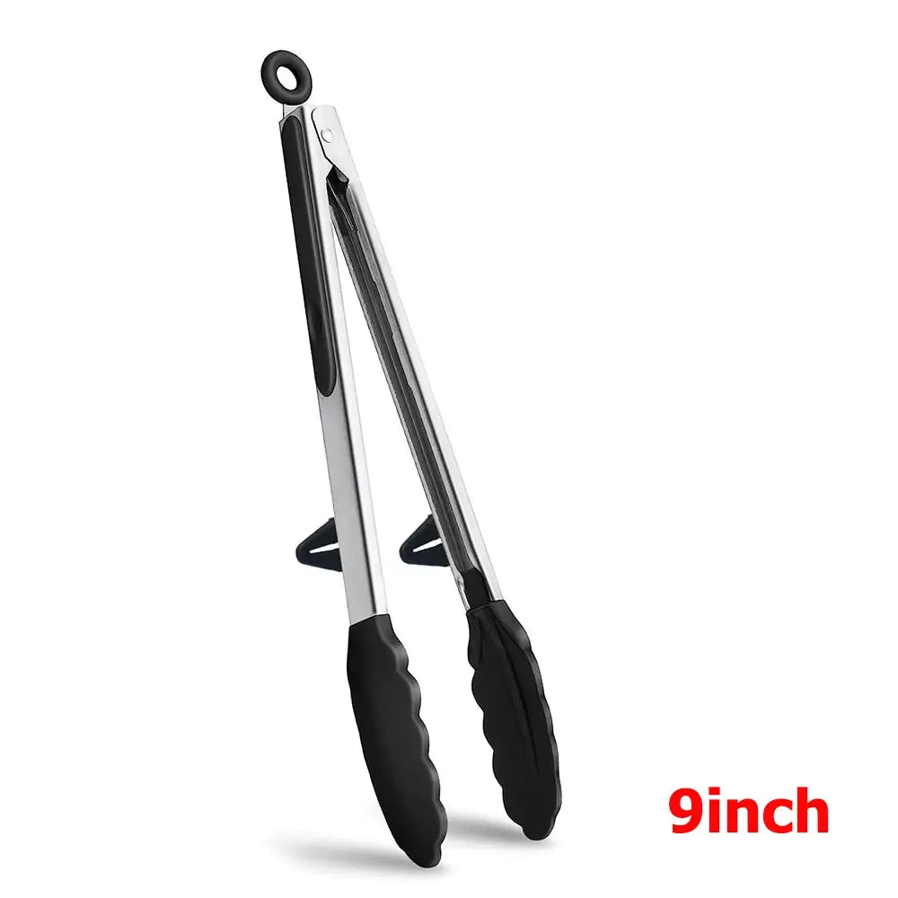 LMETJMA Silicone Kitchen Tongs Nonstick Heat Resistant for BBQ Salad Pasta Steak Noodles JT302