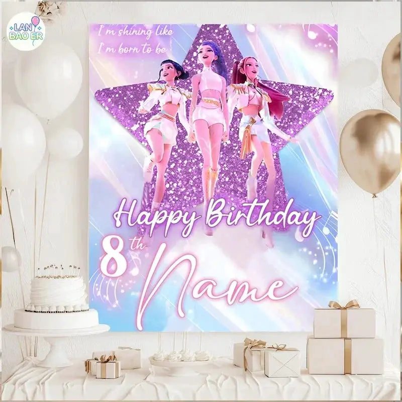 Custom Happy Birthday Backdrop Personalized Vinyl Background With Balloons For Photo Booth And Wall Decor