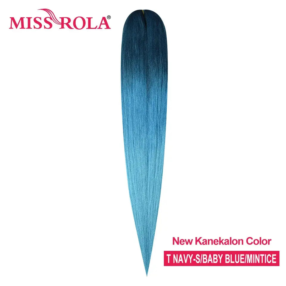 Miss Rola 6-piece synthetic Kanekalon braiding hair bundle in navy to baby blue mint gradient