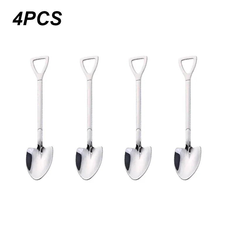 Four Pieces Stainless Steel Watermelon Shovel Spoon Set Dessert Serving Utensils Creative Cute Design