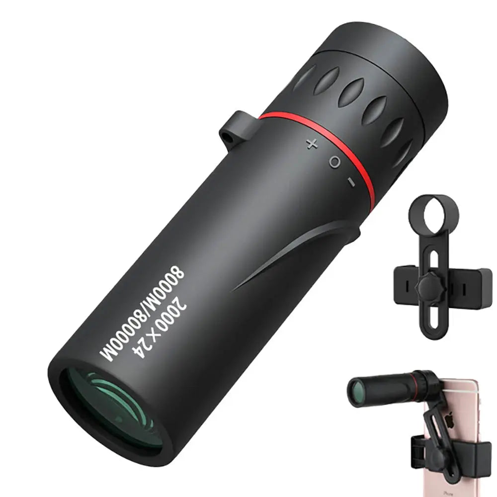 Simples Market 2000X24 monocular telescope in black with phone adapter clip