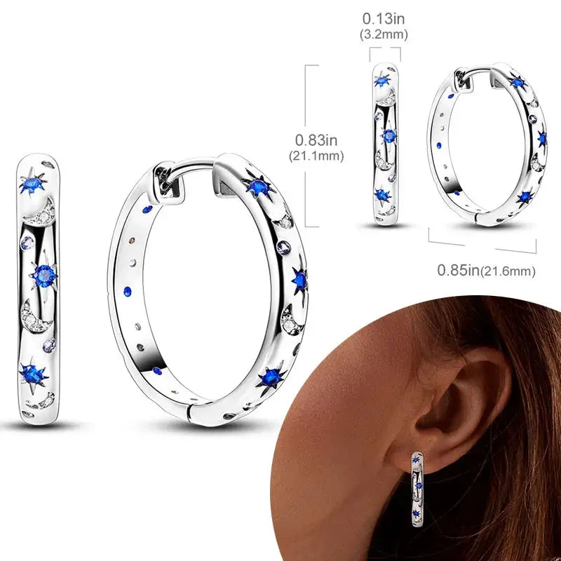 925 Sterling Silver Hoop Earrings Hypoallergenic Zirconia Hoops For Women Girls High Quality Fashion Jewelry