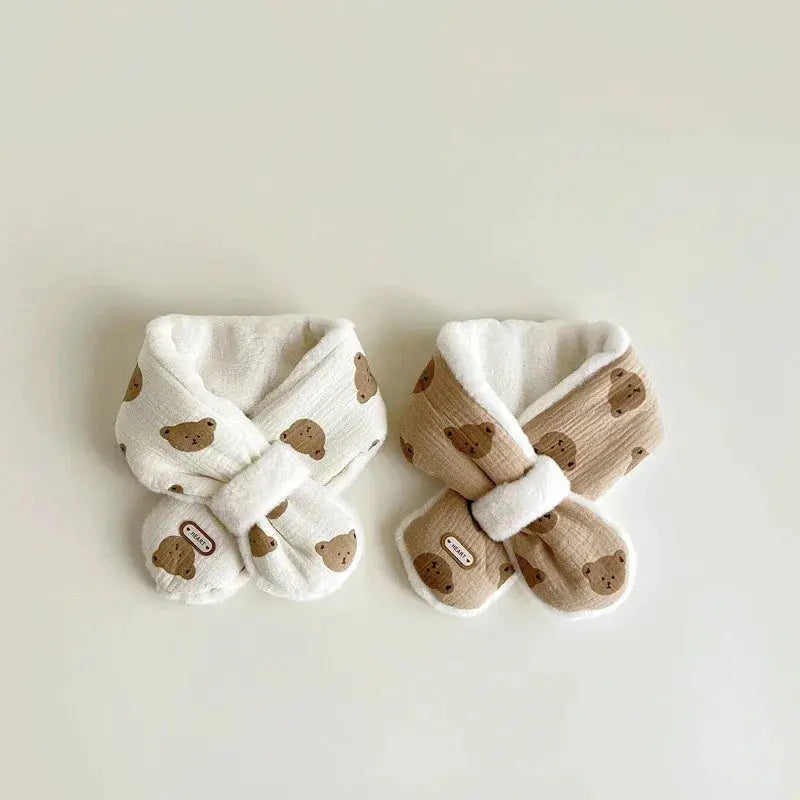 Bear Themed Winter Baby Scarves Warm Fleece Neck Warmer For Kids Ages 1 To 6 Years Boys And Girls Baby Accessories