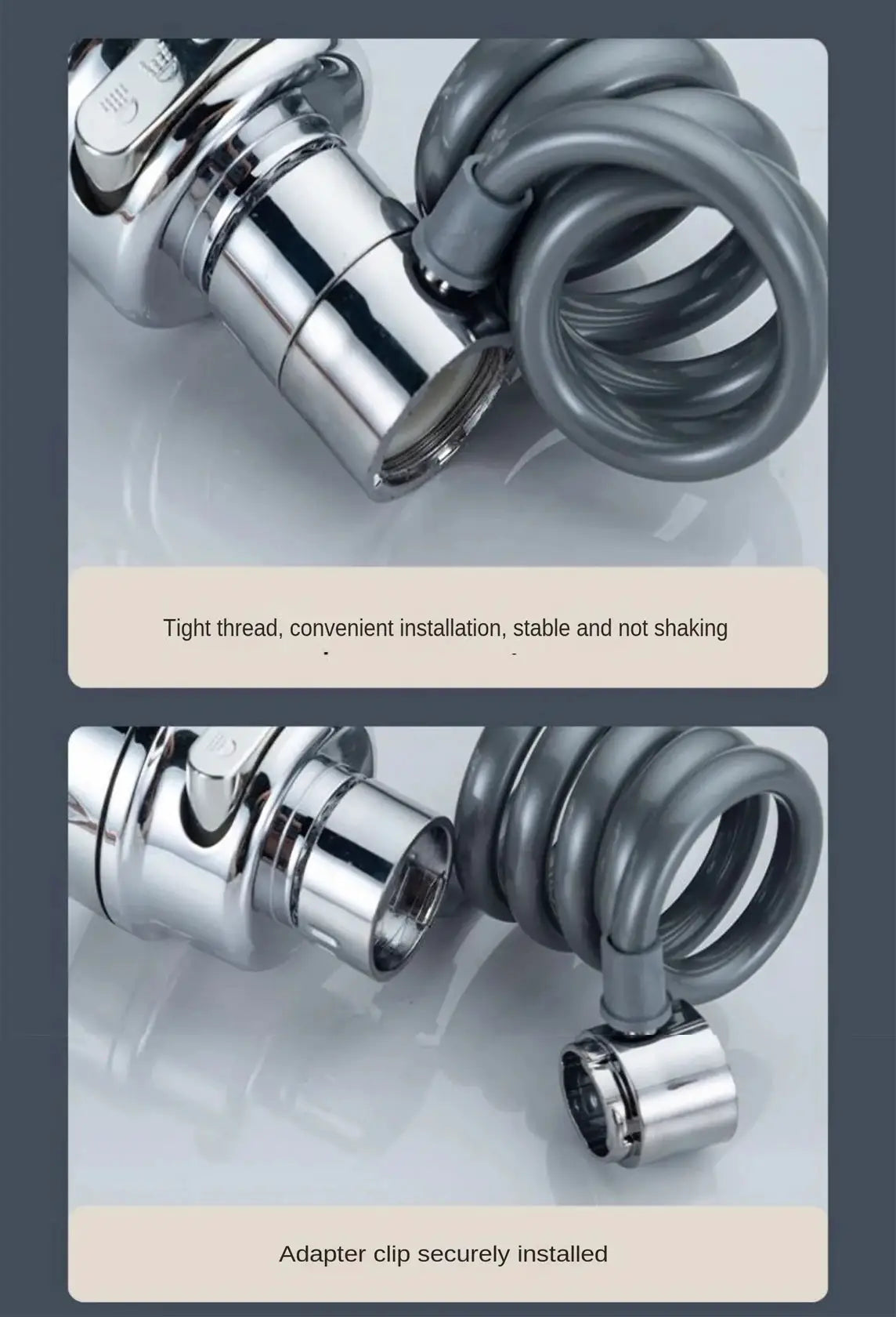 Simples Market chrome sink faucet adapter with gray flexible hose, 3 modes and 360° rotation