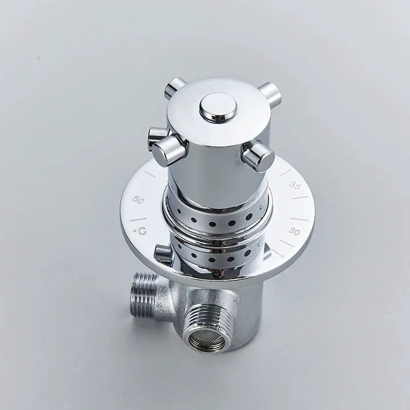 Brass thermostatic mixing valve with chrome finish for shower faucet, temperature dial