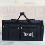 Simples Market travel duffel bag, navy blue, large capacity with multiple zip pockets