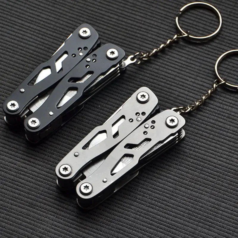 Simples Market folding multitool keychain set, black and silver, 2 compact pocket tools