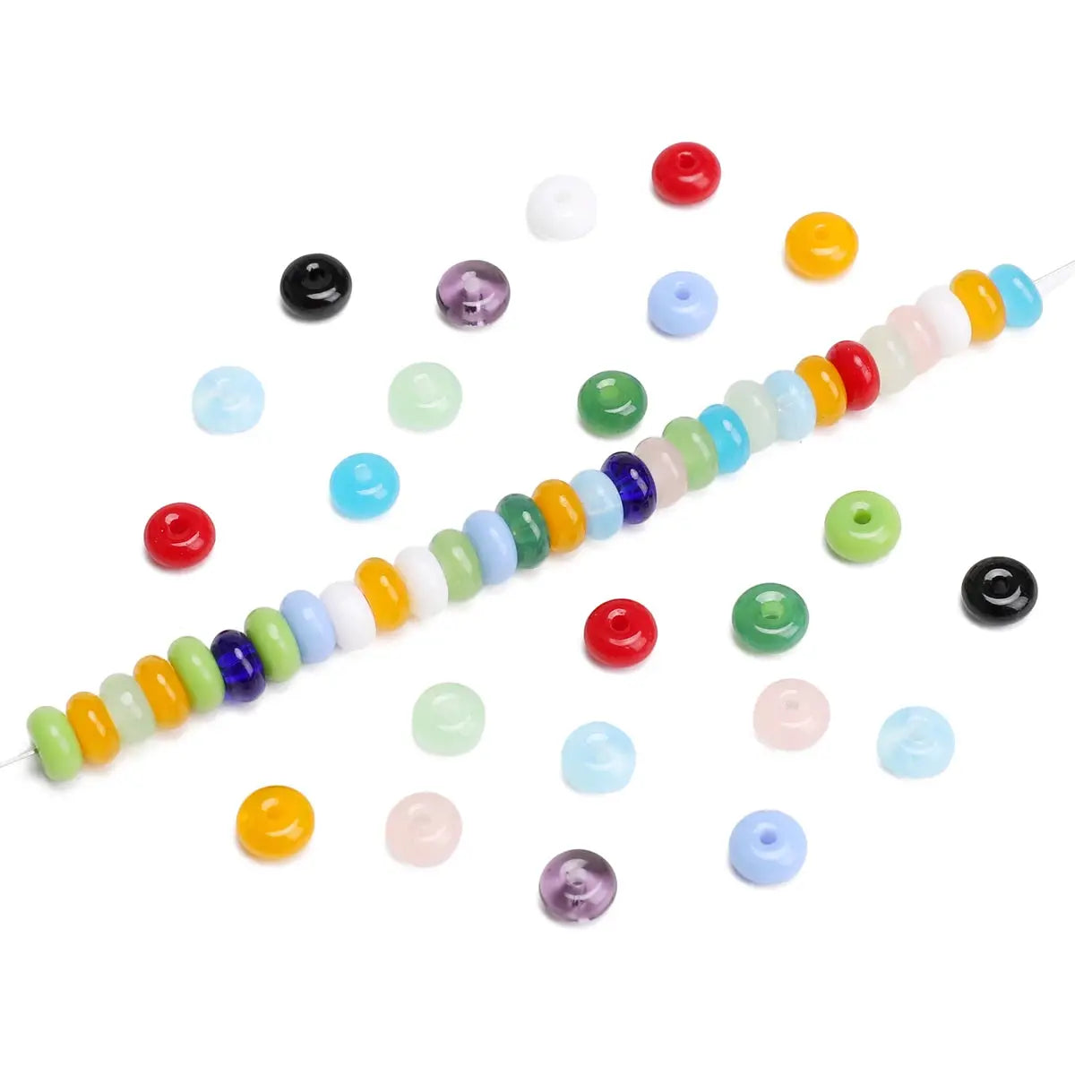 Glass Wheel Beads 60G Bag Loose Beads For DIY Jewelry Making Bracelets Earrings Crafting Projects