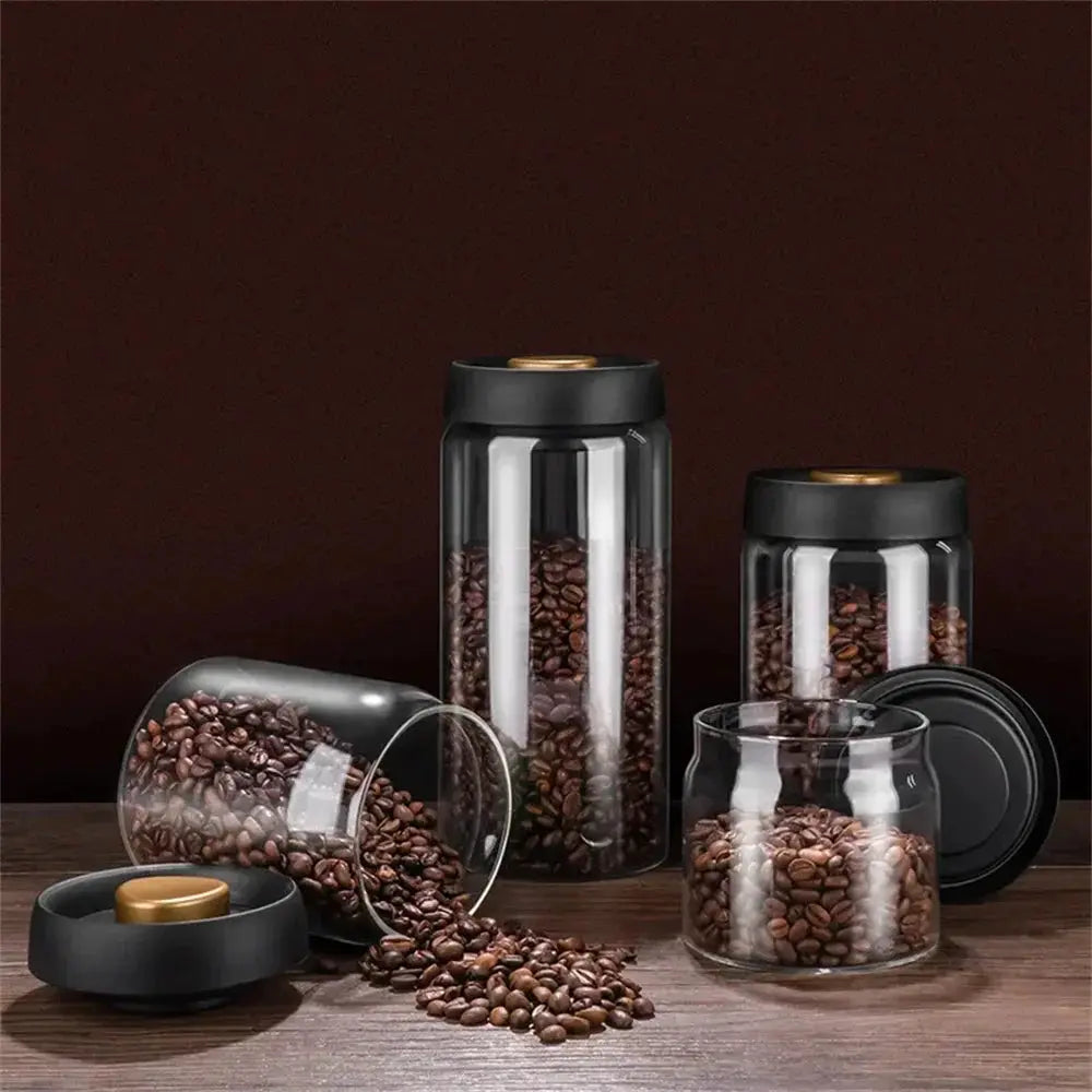 Coffee Beans Vacuum Sealed Glass Food Storage Jars Airtight Container Moisture Proof Odor Resistant Kitchen Organizer
