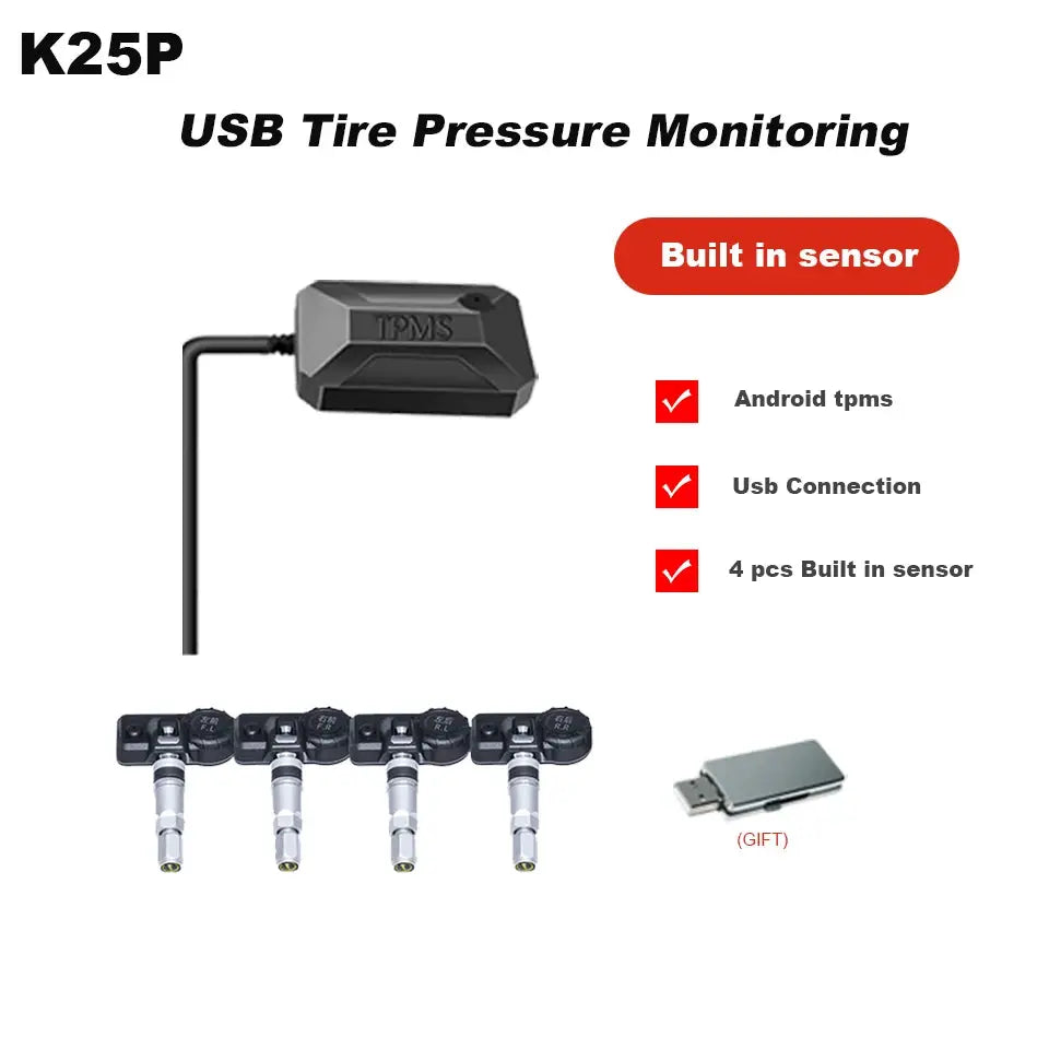 Simples Market K25P USB Tire Pressure Monitoring System with 4 built-in sensors and USB dongle