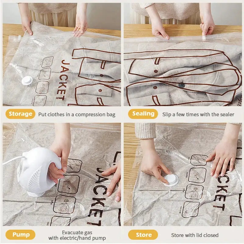 Hanging Vacuum Storage Bags Space Saver Vacuum Seal Storage Bags for Suits Dress Coats Jackets Closet Organizer
