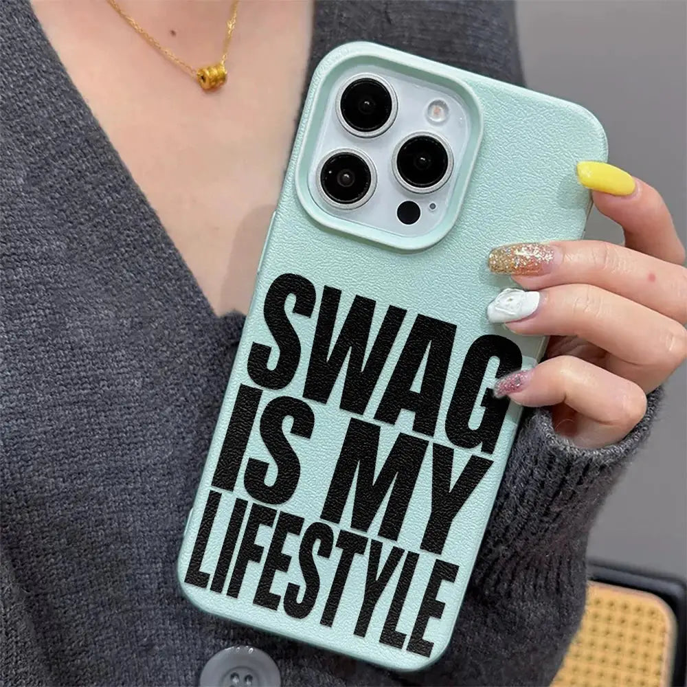 Swag Lifestyle iPhone Case Pro Max Universal Silicone Leather Cover With Premium TPU Matte Finish Scratch Resistant