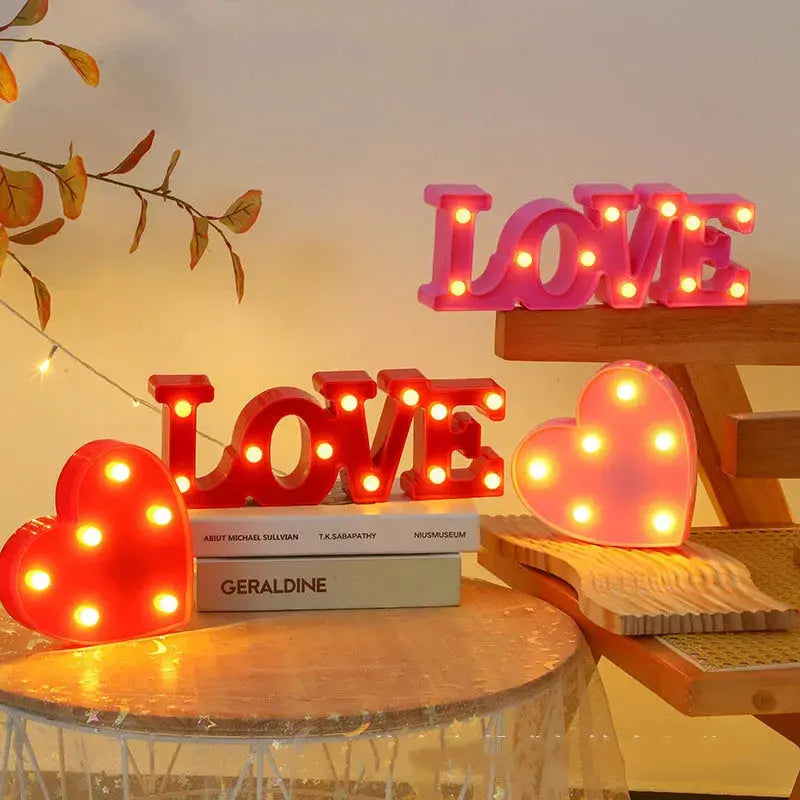 Love Heart LED Lamp for Weddings and Parties Romantic Night Light Pink Red Home Decor Gift