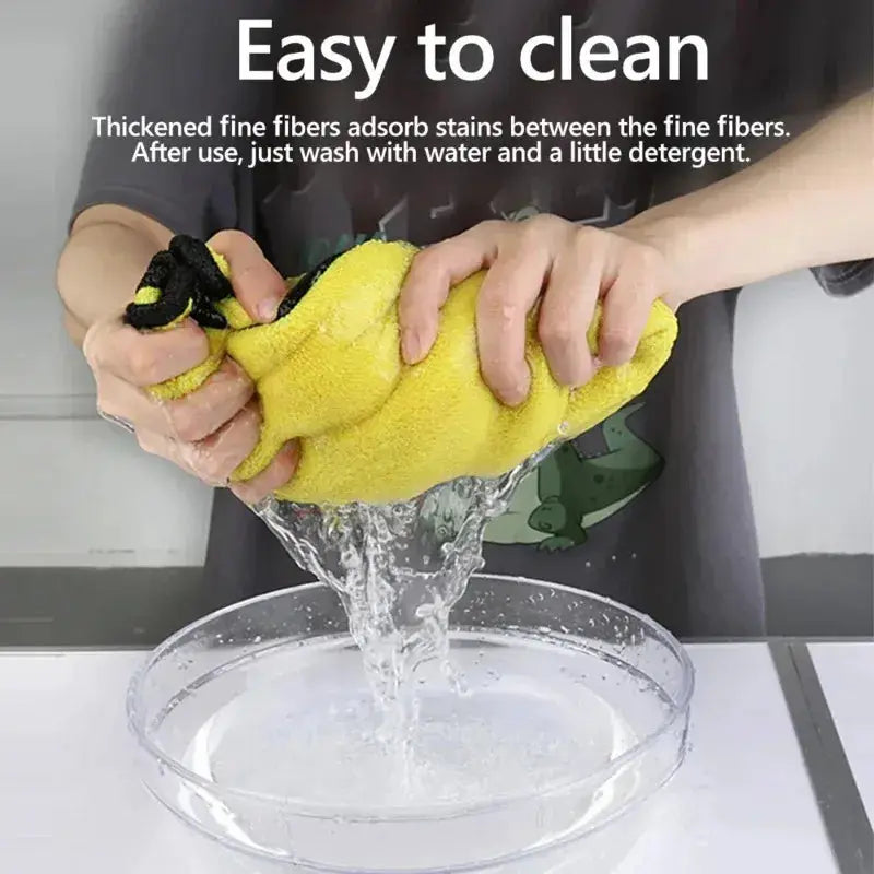 Yellow microfiber car wash towel, thickened absorbent cleaning cloth for general use