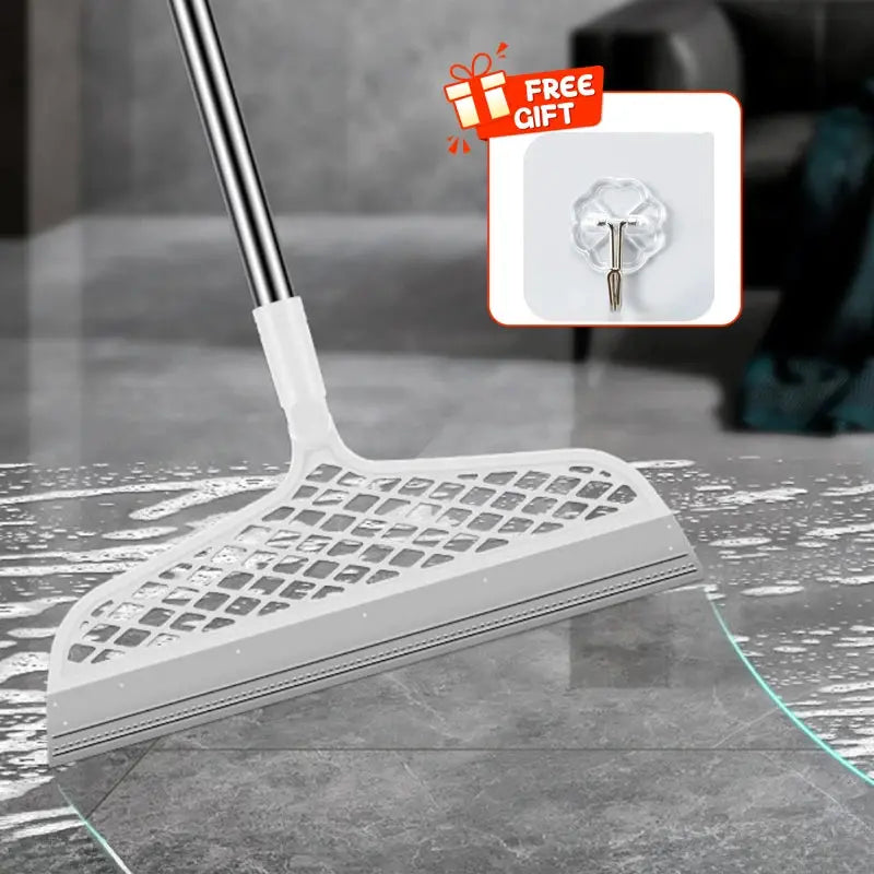 Simples Market 1pc silicone scraper squeegee for bathroom floor and window, white, heavy duty.