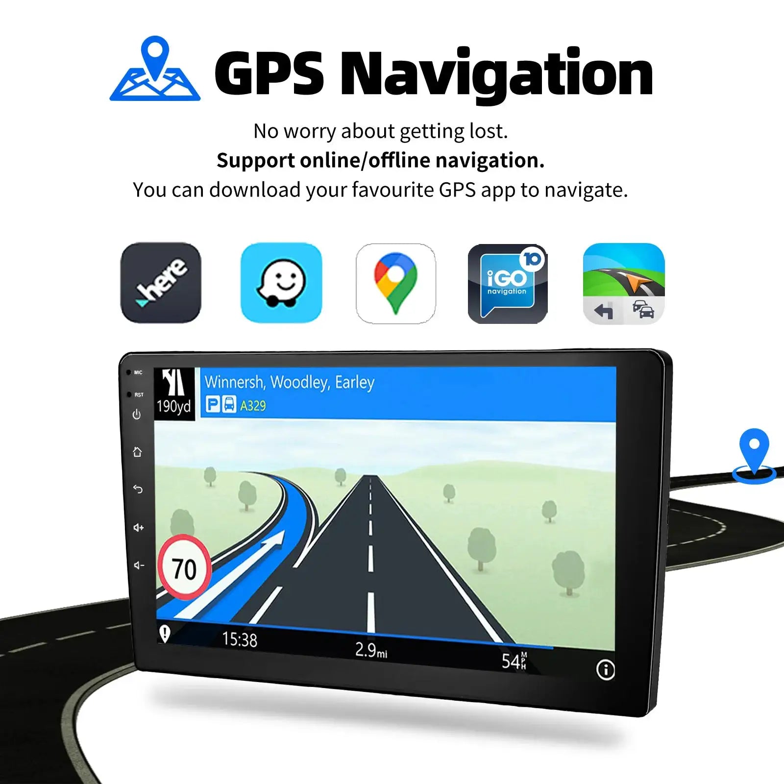 ESSGOO 7/9/10 inch Android Auto car stereo with GPS navigation, black, by Simples Market
