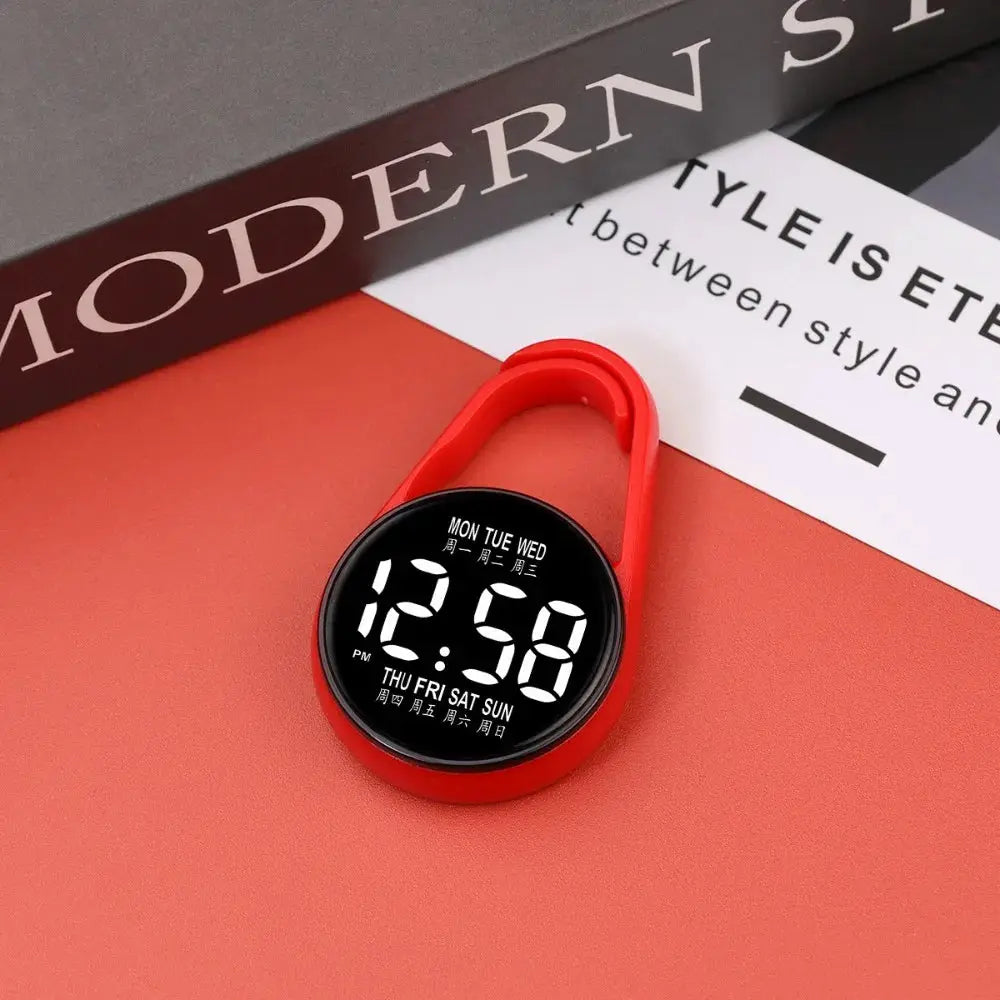 LumaTech LED Electronic Hanging Pocket Watch With Night Light And Clear Digital Time Display