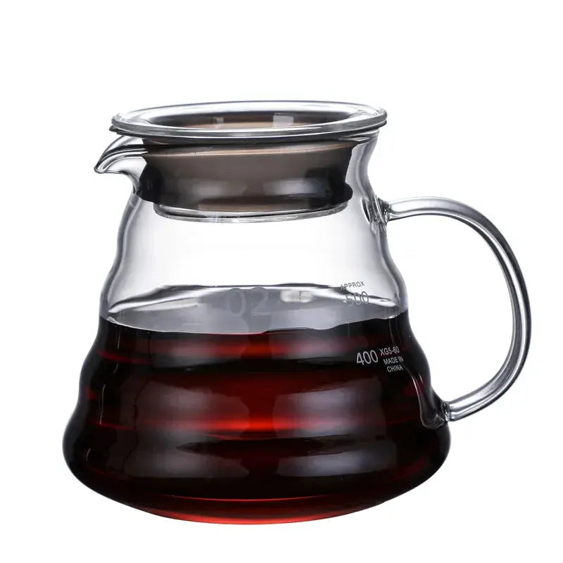 Clear Glass Heat Resistant Coffee Pot With Lids 360 600 800ml For Pour Over And Espresso