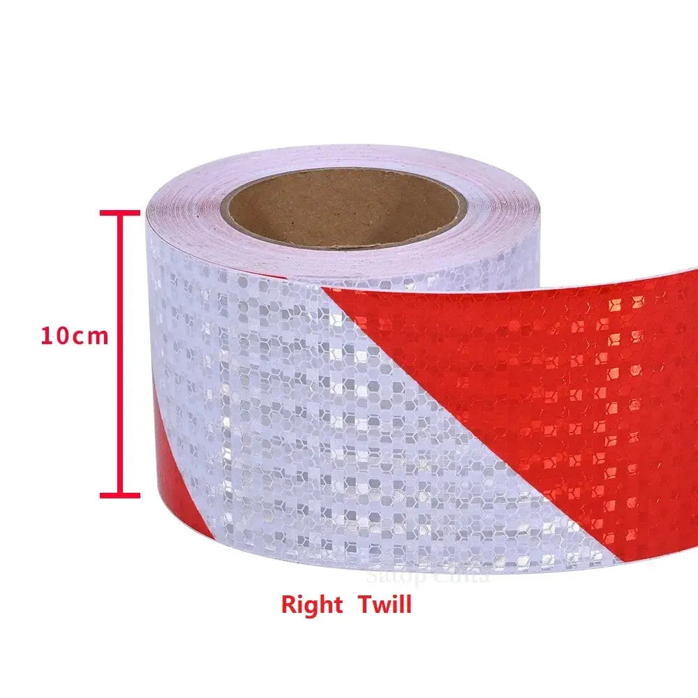 Reflective Adhesive Tape With Twill White Red Stripes Waterproof For Car Left Or Right 5cm 10cm 15cm 20cm By 5m