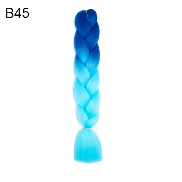 Simples Market 24-inch synthetic yaki braids hair ombre blue to light blue jumbo braid extension