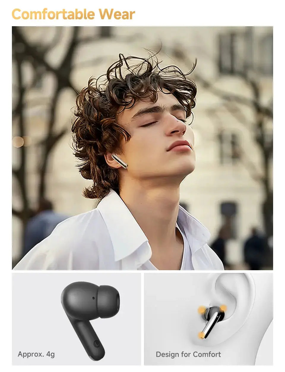 QCY MeloBuds Pro ANC wireless Bluetooth earbuds, black, approx. 4g each