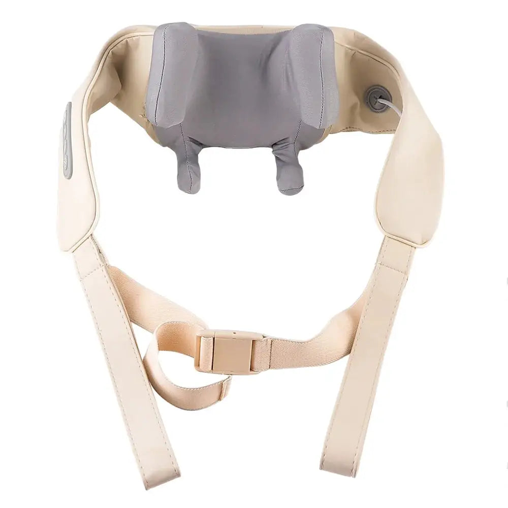 Foreverlily 26W wireless neck and shoulder massager by Simples Market with beige straps and grey neck pad