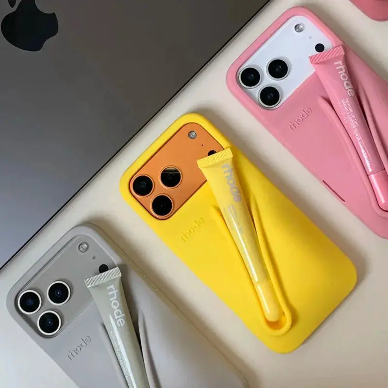 Lemontini Lip Gloss Silicone Phone Case For iPhone 11 Through 17 Pro Max Plus Air Makeup Inspired Lip Glaze
