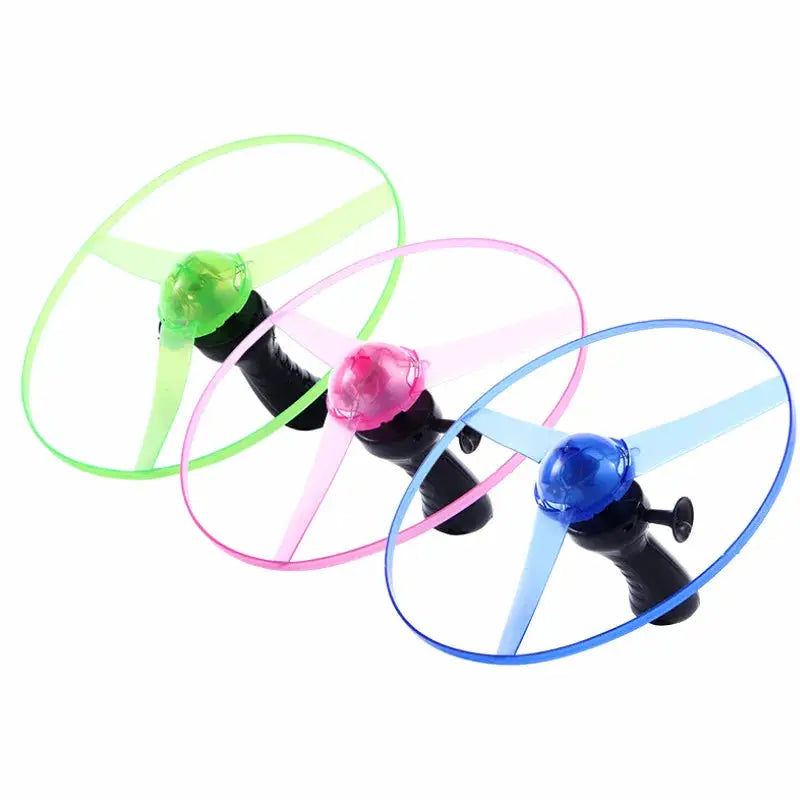 Kids Sports Pull Line Saucer Flying Toy With LED Lights For Outdoor Park And Beach Fun Rotating Disc