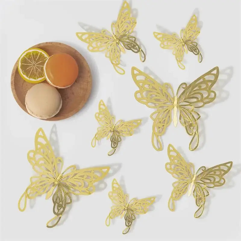 12 Piece Set 3D Hollow Butterfly Wall Stickers For Wedding Decor Children Room Living Room Kids Bedroom DIY