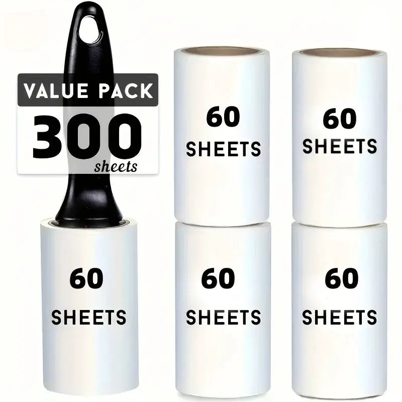Extra Sticky Lint Roller For Pet Hair Removal 60 Sheets Per Roll Ideal For Dog And Cat Owners