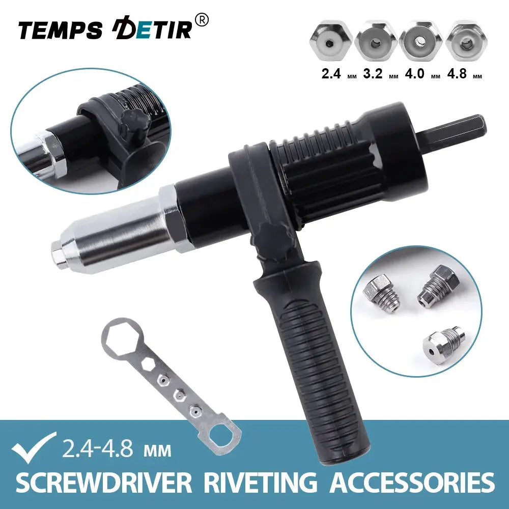 2.4 To 4.8 Mm Electric Rivet Gun Adapter Kit For Cordless Drills High Efficiency Riveting Tool