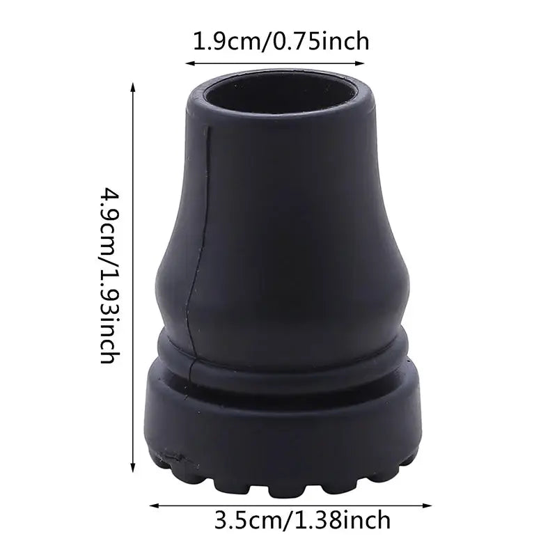 Black rubber antiskid walking stick tip, bottom pad fits 16-22 mm trekking poles