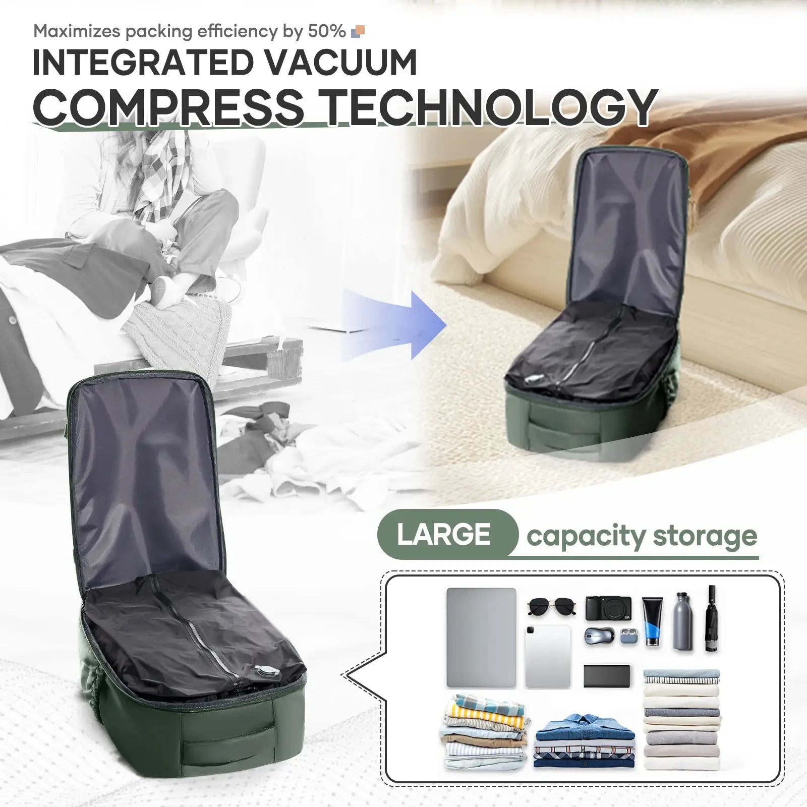 Vacuum Compression Travel Backpack - Simples Market