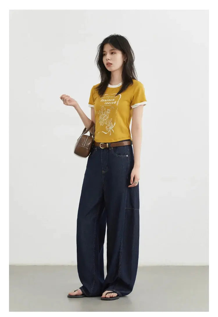 Chic Ven Womens Split High Waist Wide Leg Denim Jeans Spring 2025