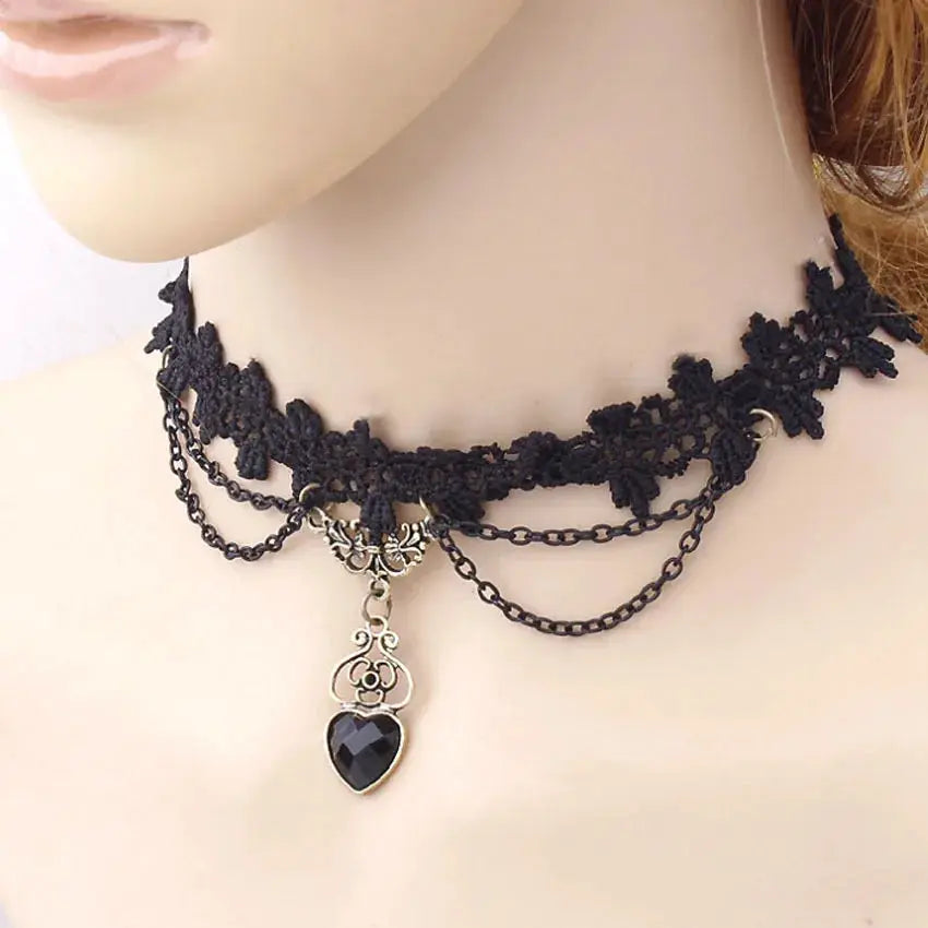 Wholesale Bijoux Love Vintage Triangle Geometry Tattoo Waterdrop Clavicle Choker Necklace For Women Chain Jewelry