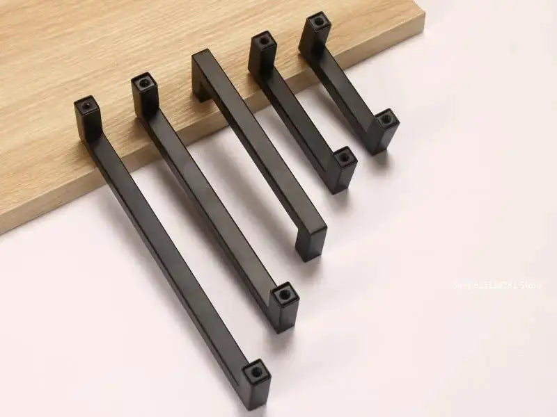 Square Cabinet Handle Stainless Steel Wire Drawn Finish Black Gold Silver Kitchen Cabinets Wardrobe Drawers
