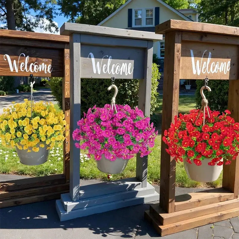 Four Bundles Artificial Morning Glory Flowers And Eucalyptus Plants UV Resistant Outdoor Garden Decoration Patio
