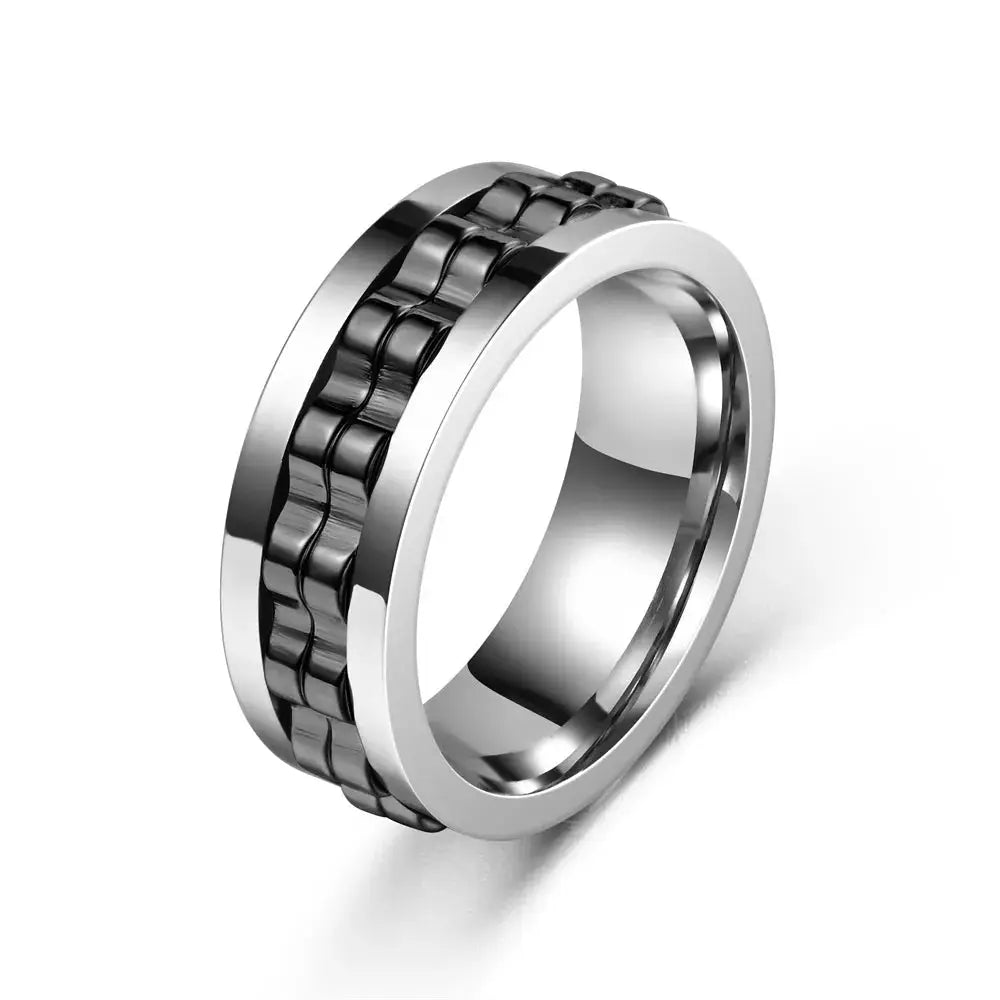 Anti Stress Stainless Steel Ring For Men Gear Rotating Anxiety Relief Spinning Fidget Ring Punk Jewelry Size 6 13