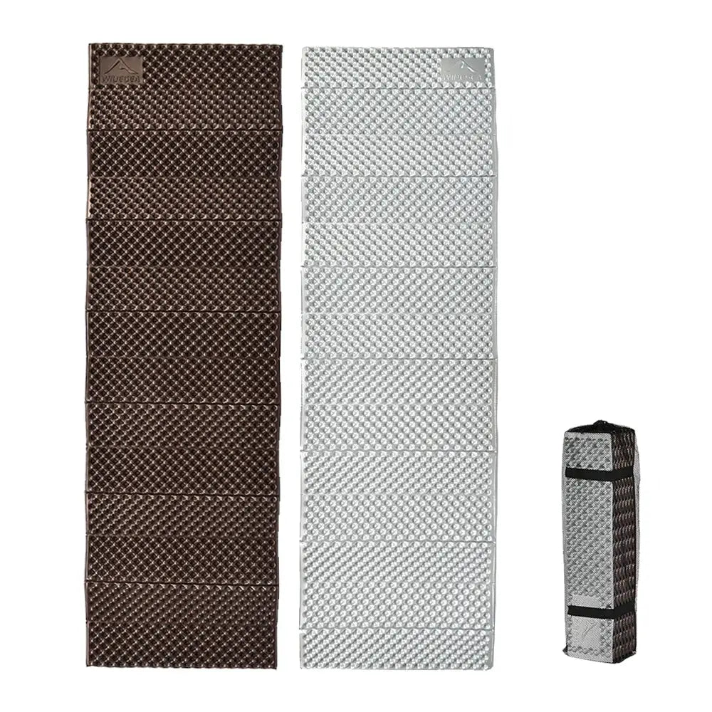 Simples Market Ultralight folding egg-nest camping pad set: two brown and silver foam sleeping mats with storage bag