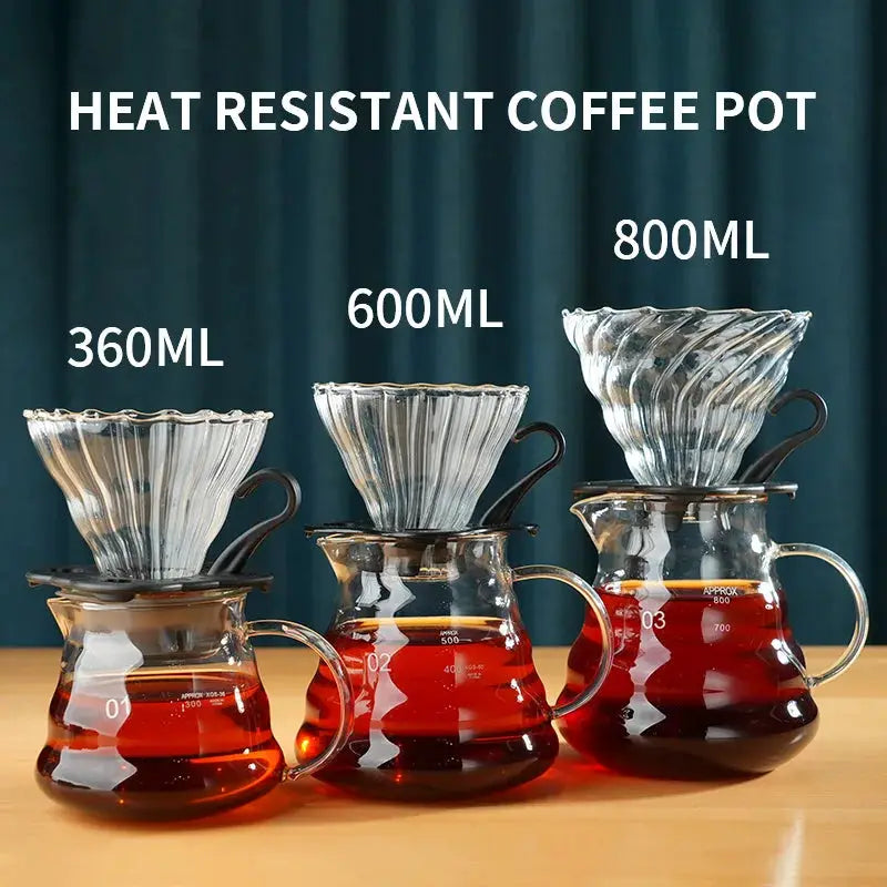 Handmade Glass Coffee Carafe With Filter Set For Pour Over Coffee Pot Tea Brewing Server Includes Coffee Extraction Cup