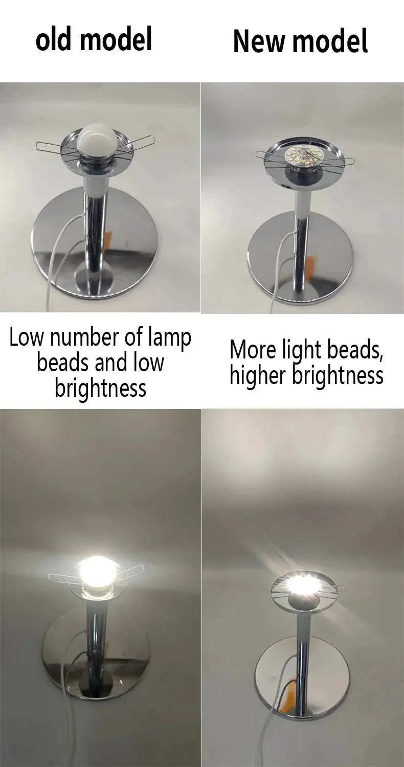 Macaron glass table lamp by Simples Market; chrome base, white glass top, two models, trichromatic dimmable night light