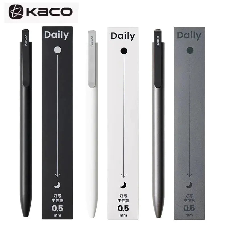KACO gel pens set, five metal-clip pens with 0.5mm black ink, quick-drying, 800m capacity, Simples Market