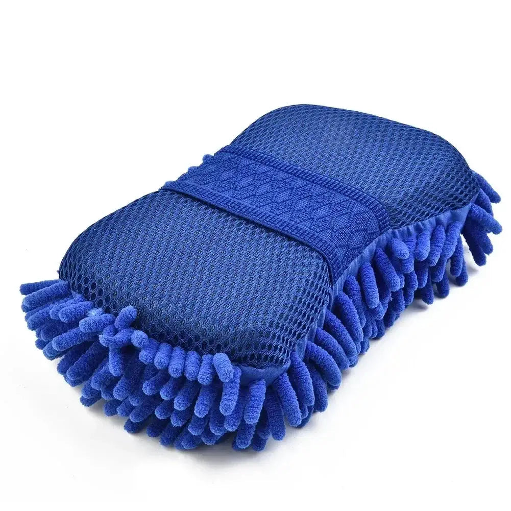 ISGTDRM Blue Microfiber Chenille Car Wash Glove Sponge High Absorption Scratch Free Handheld Cleaning Tool
